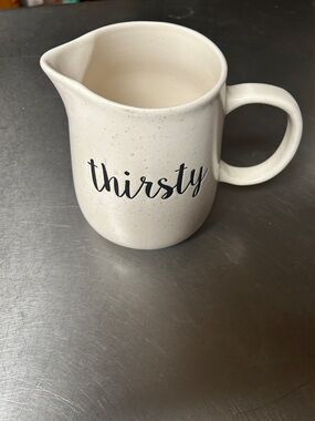 Cream Ceramic 'Thirsty' Beverage Pitcher with Handle